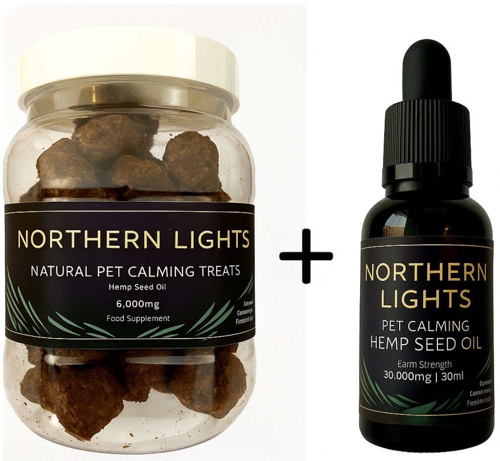 ⭐️ SPECIAL OFFER ⭐️ Extra Strength 30,000mg Pet Calming Hemp Seed Oil (30ml) + Natural pet calming treats