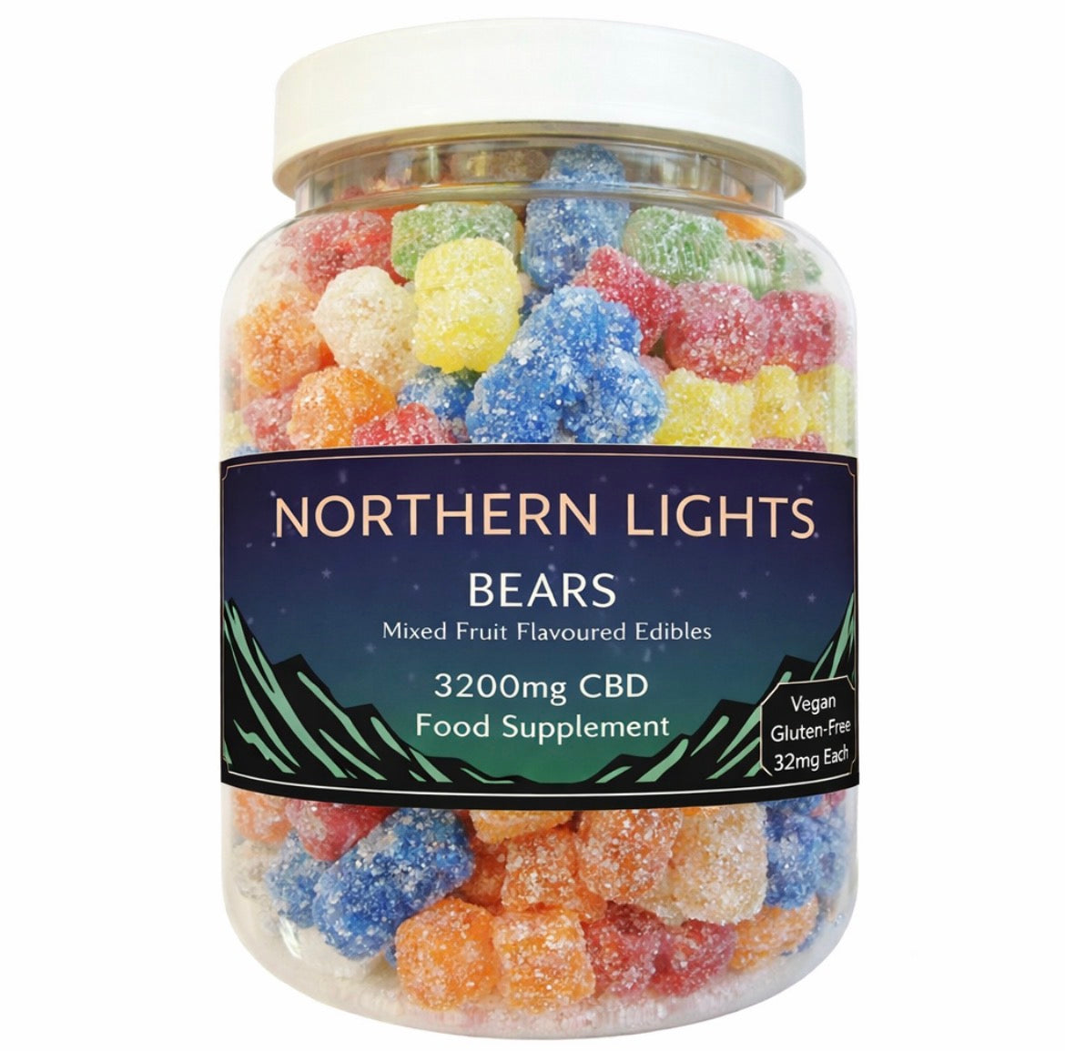 3200mg (100 X 32mg Per Gummy) CBD Gummy Bears (Large Tub) FULL-SPECTRUM (Medium ⚖️)