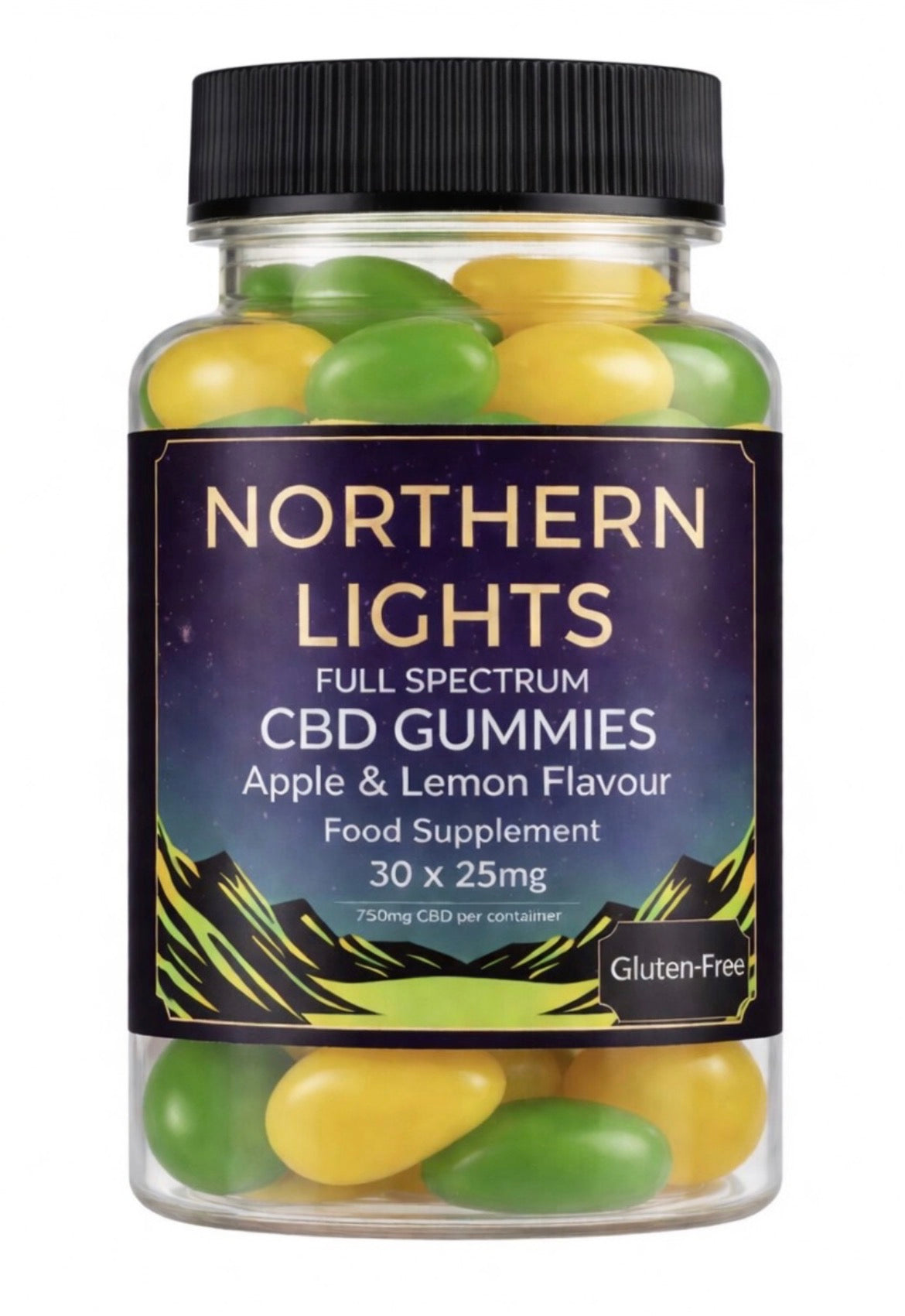 750mg (30 x 25mg Per Gummy) CBD Apple & Lemon FULL-SPECTRUM (Mild 🌱)