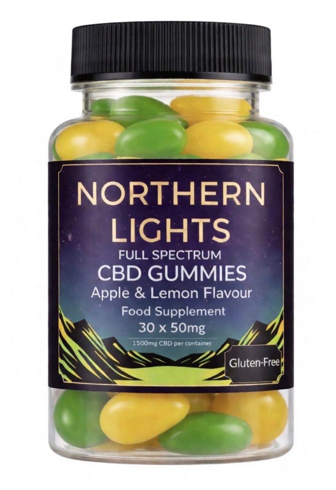 1500mg (30 x 50mg Per Gummy) CBD Apple & Lemon FULL-SPECTRUM (Strong 🔥)