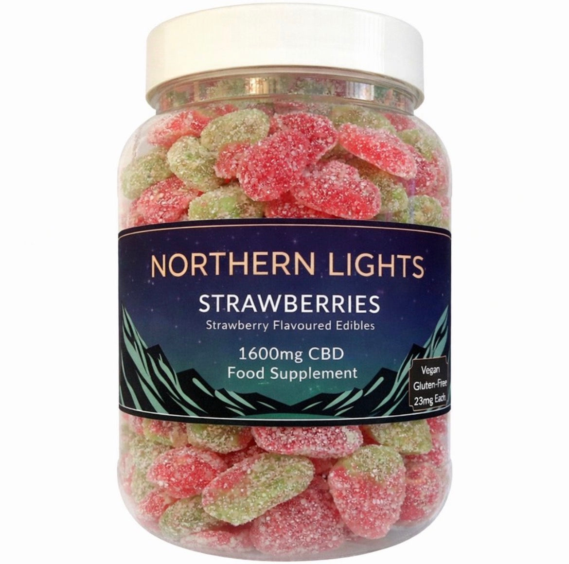 1600mg (70 X 23mg Per Gummy) CBD Gummy Strawberries (Large Tub) Full-SPECTRUM (Mild 🌱)