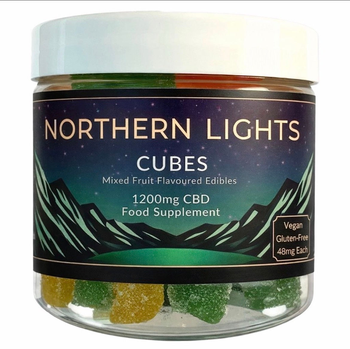 1200mg (25 X 48mg Per Gummy) CBD Gummy Cubes (Small Tub) FULL-SPECTRUM (Strong 🔥) 💥FREE 500mg 10ml FULL SPECTRUM WATERMELON CBD OIL💥